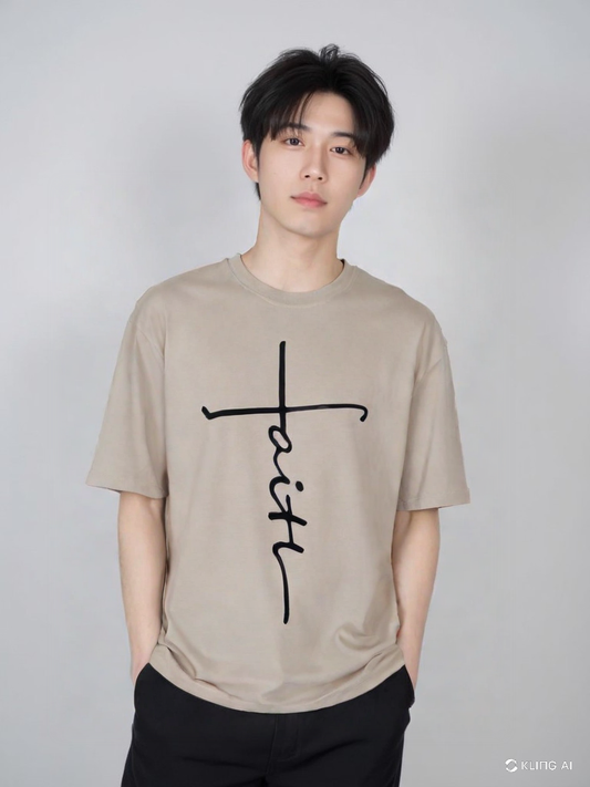 Drop shoulder T Shirt Beige