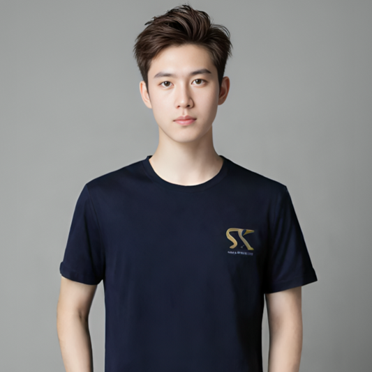 Drop Shoulder T Shirt Blue