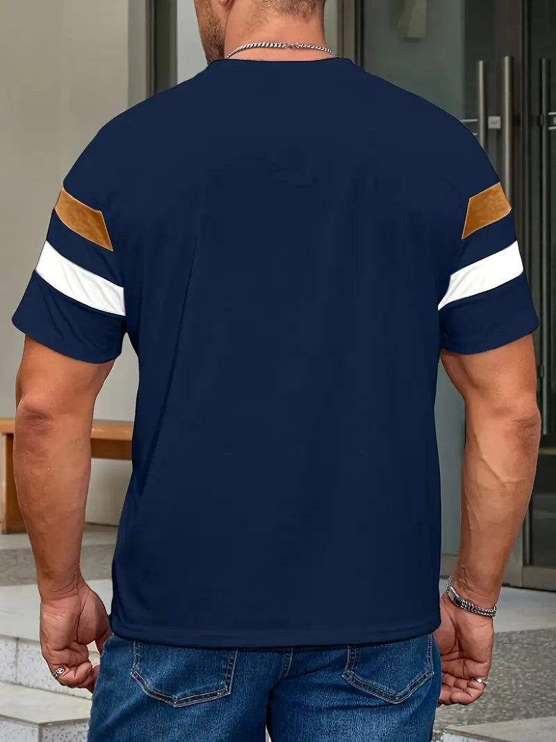 Men's Summer Casual Striped Polyester T-Shirt