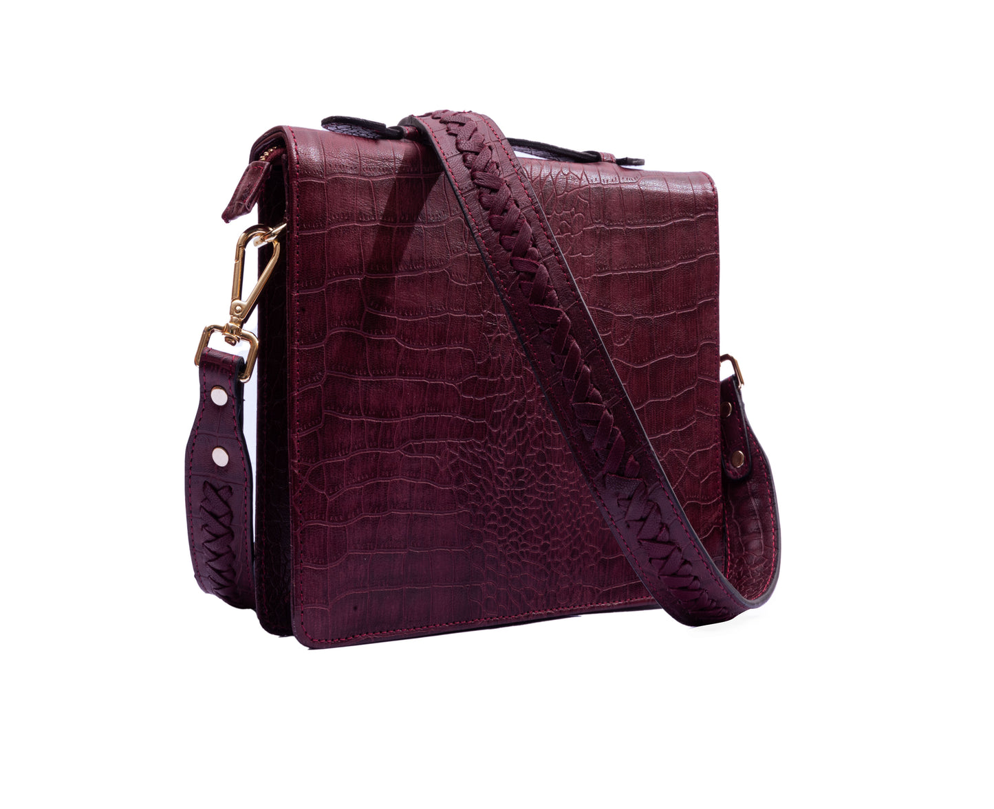 Maroon Envelope Style Leather Bag with Viscose lining