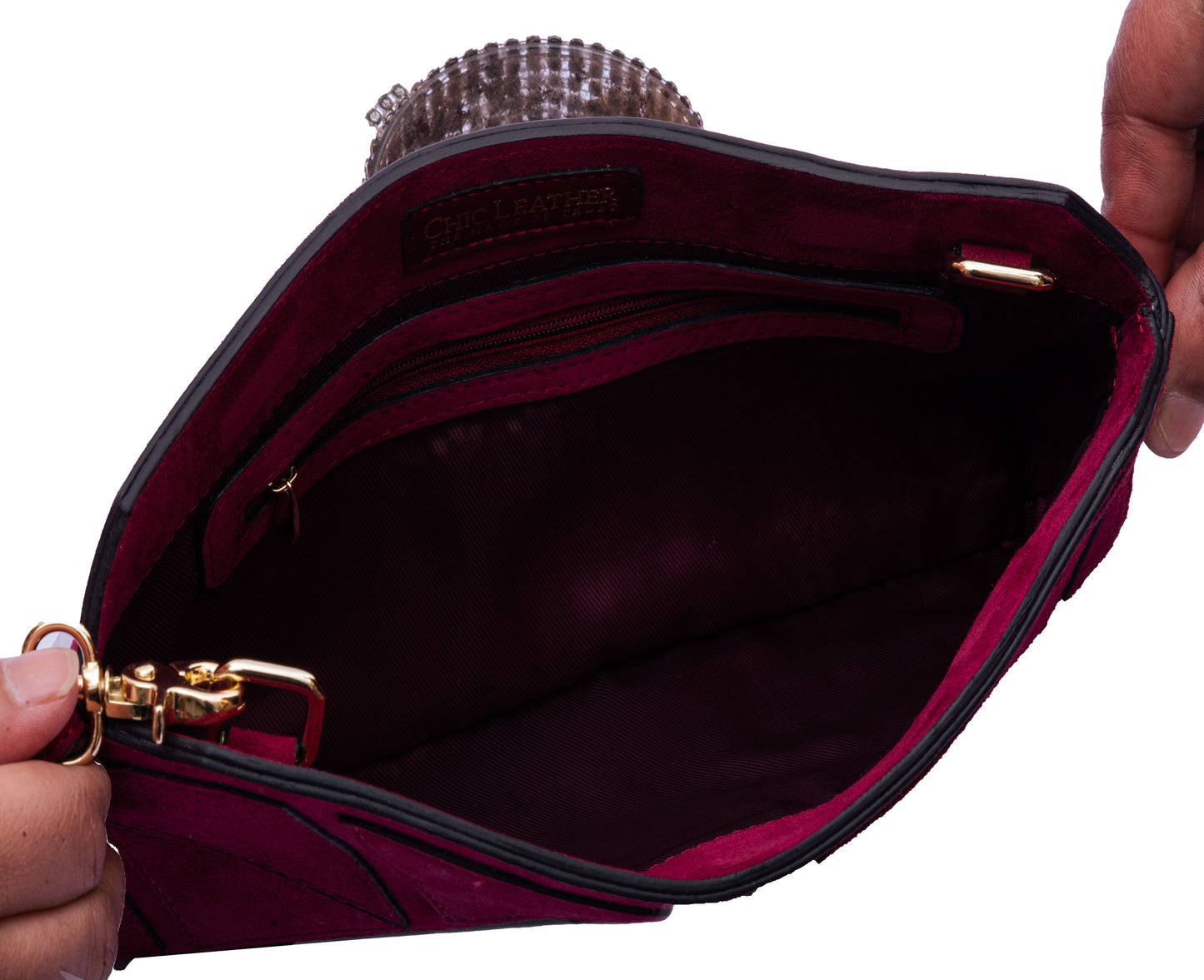 Pink Leather Bag with Viscose lining
