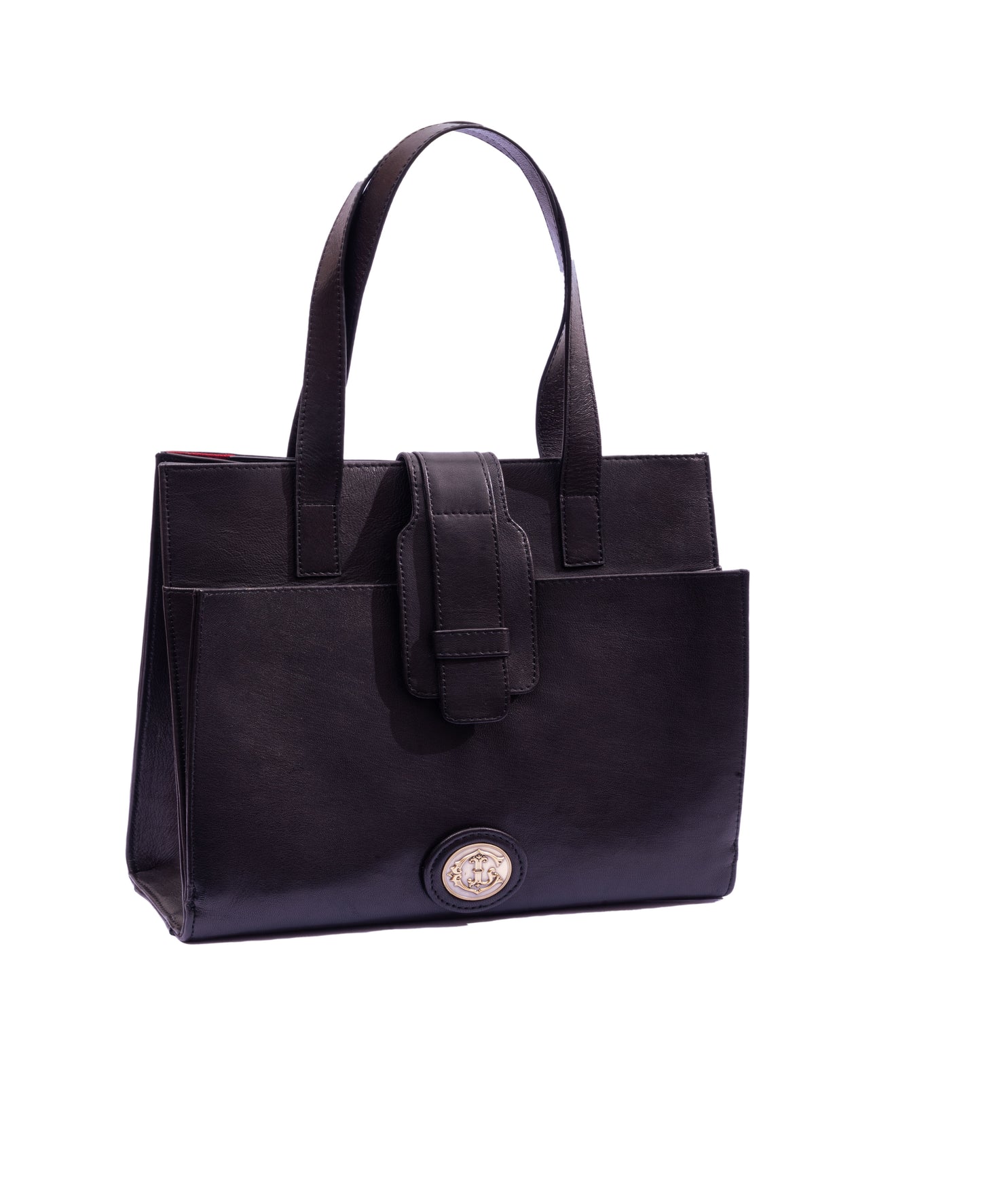 Black Leather Big Bag with Suede lining