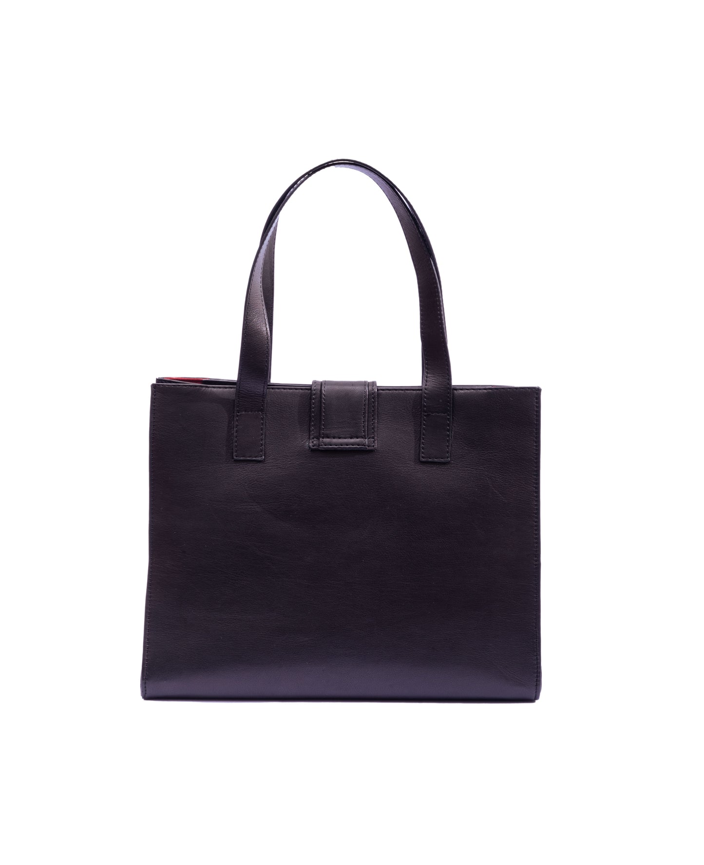Black Leather Big Bag with Suede lining