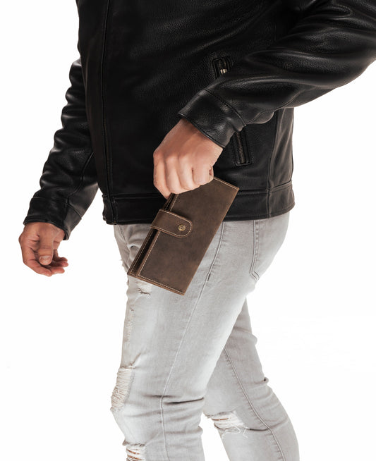 Brown Leather Long Wallet