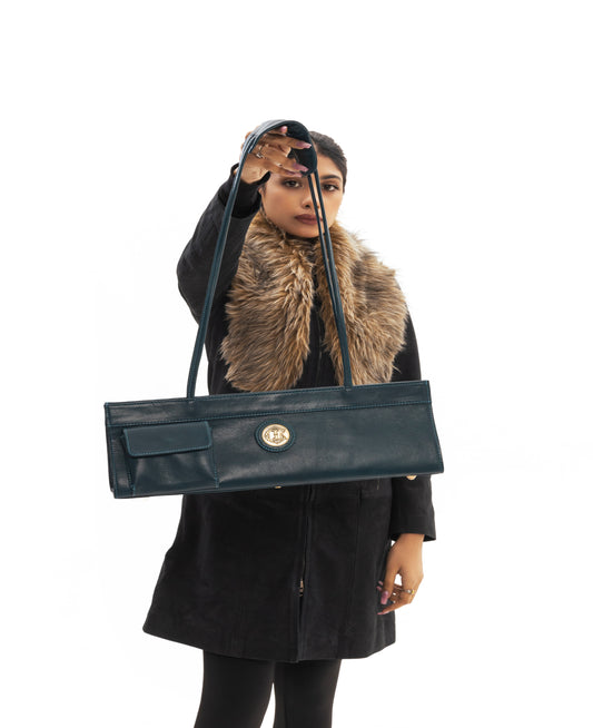 Blue Leather Bag with Suede lining