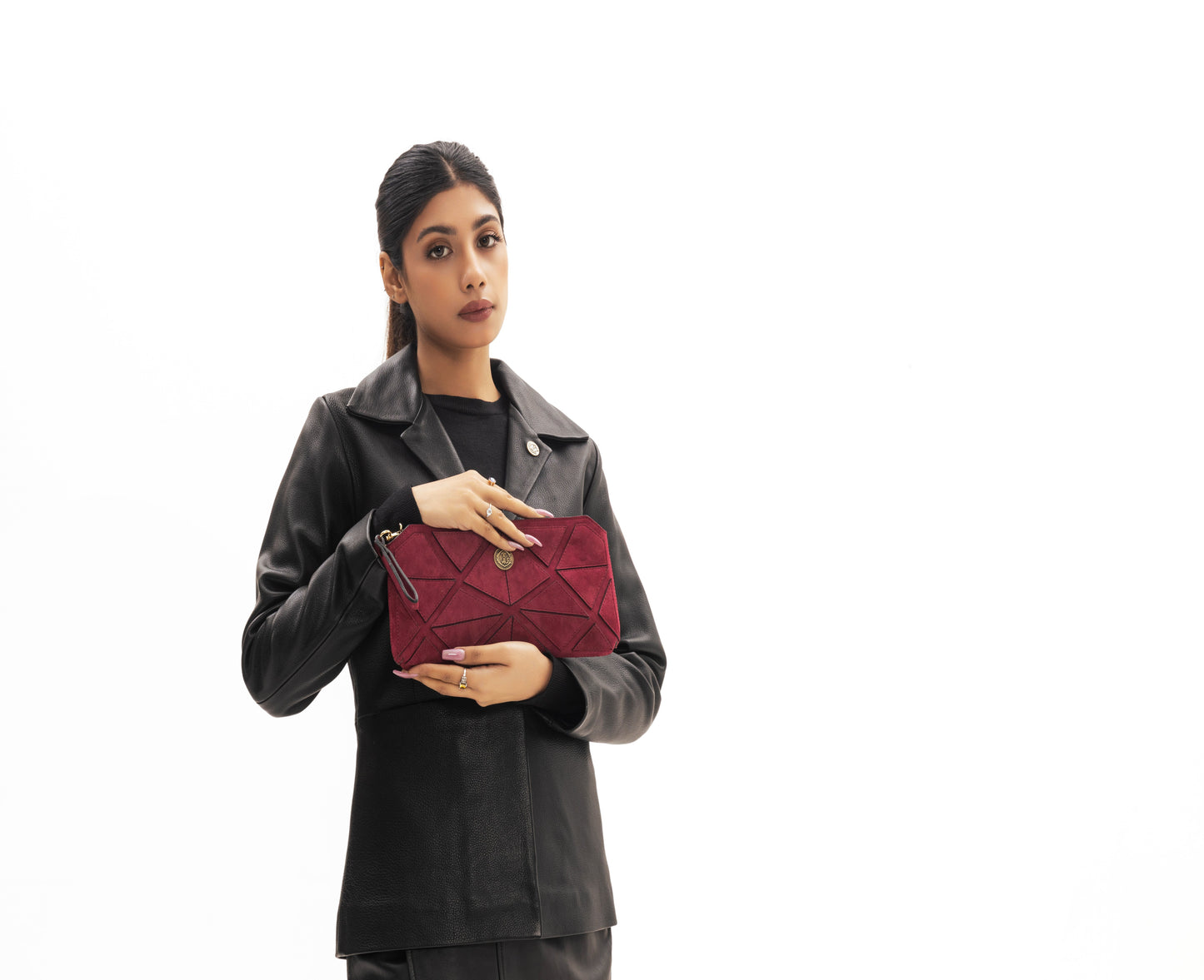 Pink Leather Bag with Viscose lining